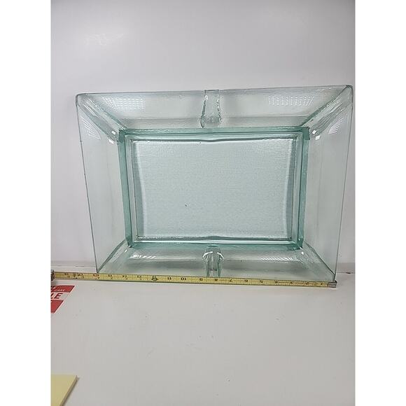 Glass rectangular ashtray-6 channel Blue/green mid century modern 16.25x12.5 - Picture 1 of 6